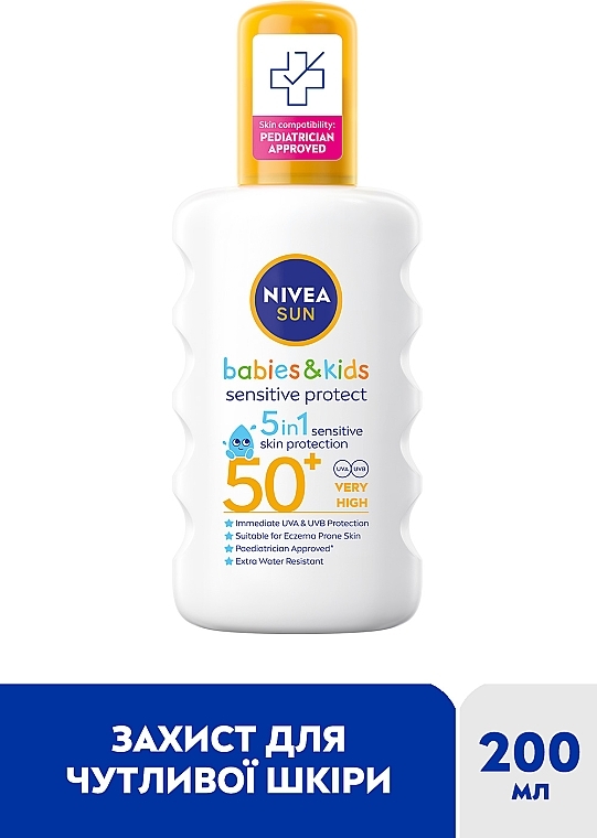 Дитячий сонцезахисний спрей "Захист для чутливої шкіри" SPF 50+ - NIVEA SUN Babies&Kids Sensitive Protect 5in1 — фото N2