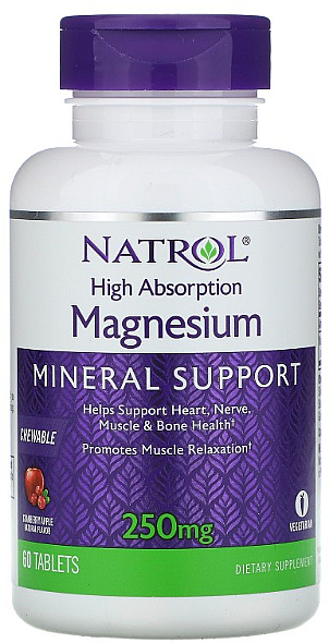 Легкозасвоювальний магній, зі смаком журавлини та яблука, 250 mg - Natrol Magnesium — фото N1