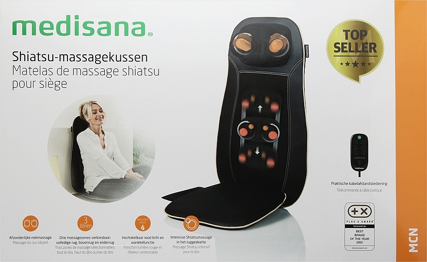 Массажная накидка на сидение - Medisana MCN Shiatsu Massage Cushion 48 W Black — фото N1