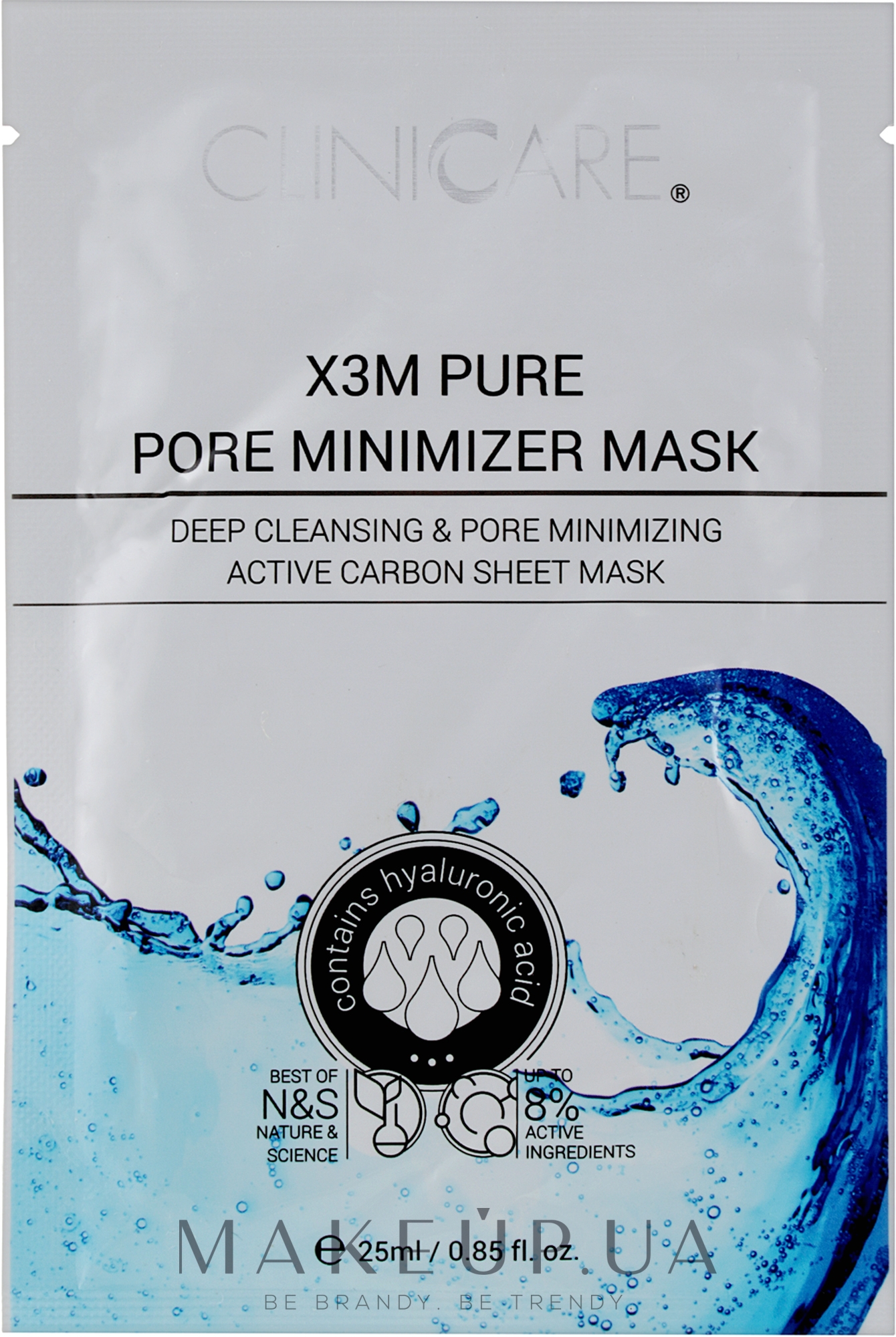 Очищувальна порозвужувальна тканинна маска - ClinicCare X3M Pure Pore Minimizer Mask — фото 25ml