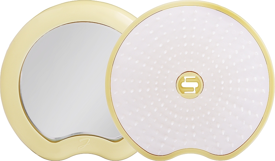 Компактна щітка для волосся з дзеркалом, жовта - Janeke Compact and Ergonomic Handheld Hairbrush With Mirror — фото N2