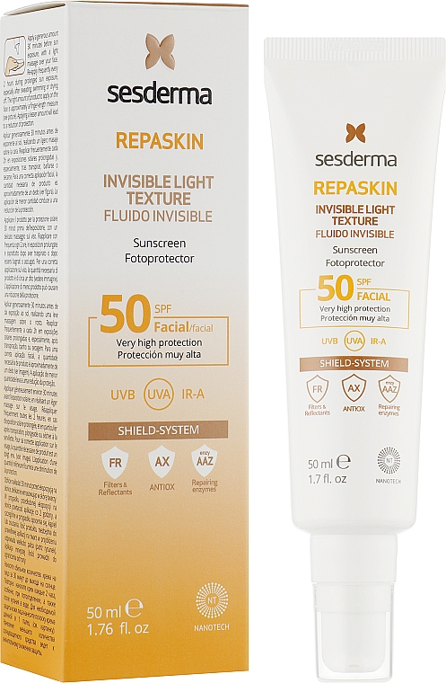 Сонцезахисний засіб надлегкий для обличчя - SesDerma Laboratories Repaskin Invisible Light SPF 50 — фото N2