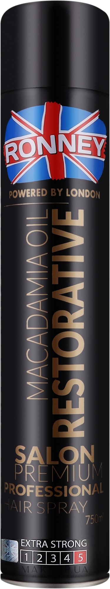 Лак для волос - Ronney Professional Salon Premium Professional Macadamia Oil Restorative Hair Spray — фото 750ml
