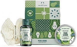 Парфумерія, косметика Набір - The Body Shop Pears & Share Mini Gift (sh/gel/60ml + b/butter/50ml + sponge/1pcs)