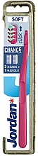 Зубна щітка, м'яка + 2 змінні насадки, рожева - Jordan Change Soft — фото N1