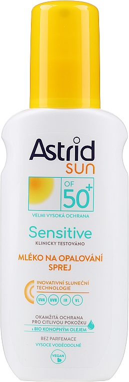 Солнцезащитное молочко-спрей для чувствительной кожи SPF 50 - Astrid Sun Sensitive — фото N1