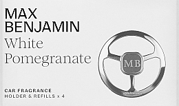 Парфумерія, косметика Набір - Max Benjamin Car Fragrance White Pomegranate Gift Set (dispenser + refill/4pcs)