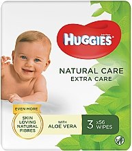 Духи, Парфюмерия, косметика Детские влажные салфетки Natural Care Extra Care 2+1, 3x56 шт - Huggies