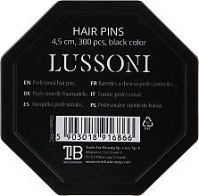 Шпильки прямі для волосся, чорні, 4.5 см - Lussoni Hair Pins Black — фото N2