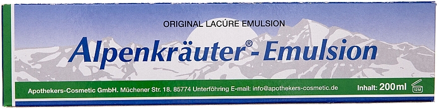 Альпийская травяная охлаждающая мазь для снятия боли в мышцах и суставах - Alpenkrauter Lacure Original Emusion — фото N2