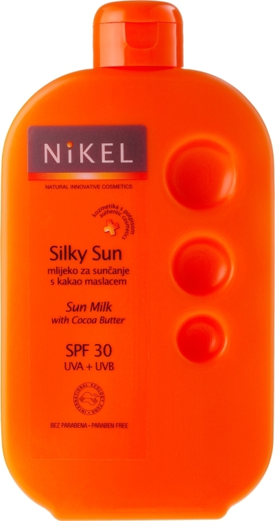 Молочко для тела с кокосовым маслом - Nikel Silky Sun Milk with Cocoa Butter SFP 30 — фото N1