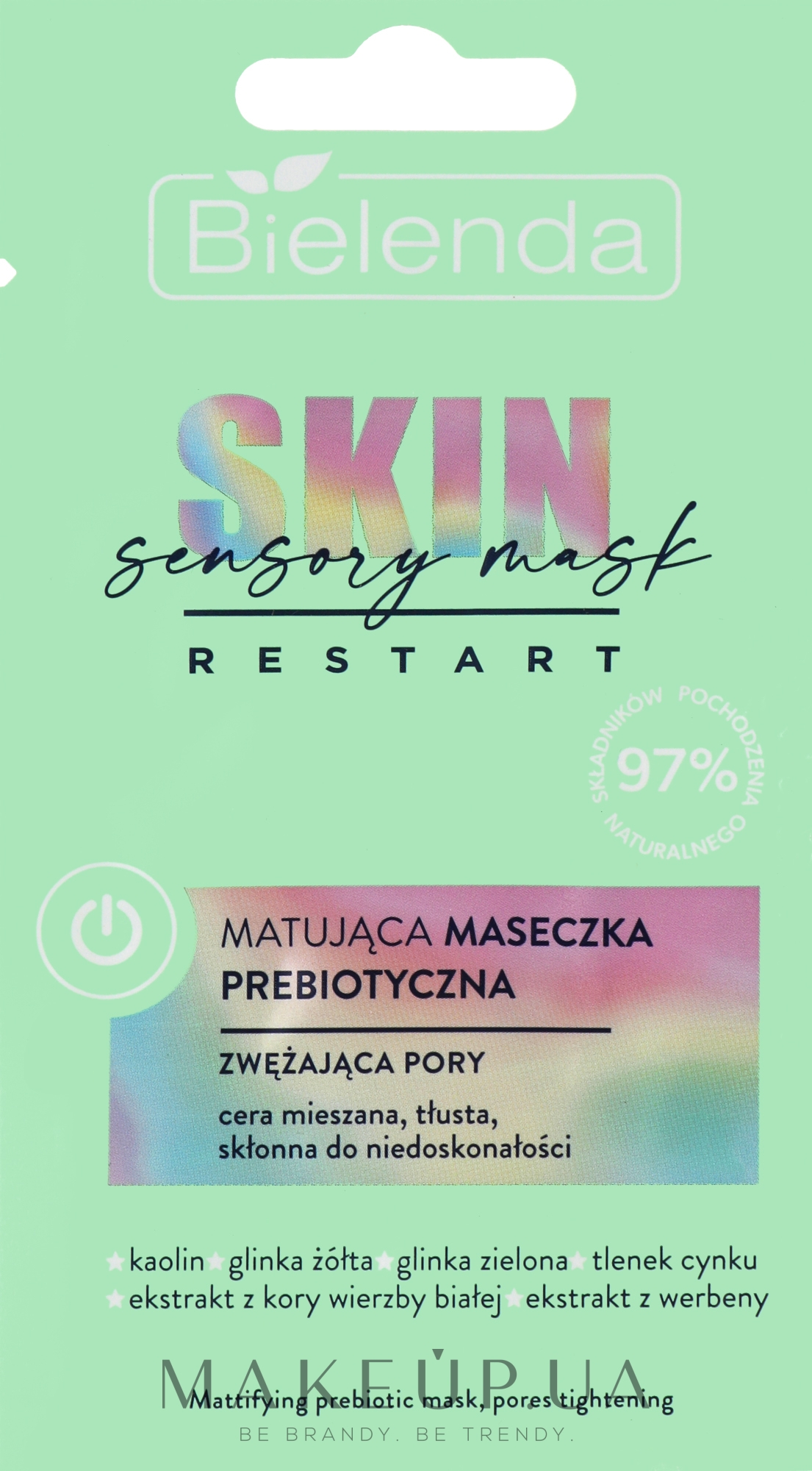 Матирующая маска для лица с пребиотиками, сужающая поры - Bielenda Skin Restart Sensory Mattifying Prebiotic Mask (пробник) — фото 8g