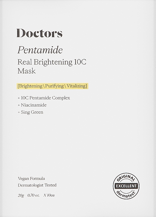 Тканевая маска для осветления и ровного тона кожи - Doctors Pentamide Real Brightening 10C Mask — фото N1