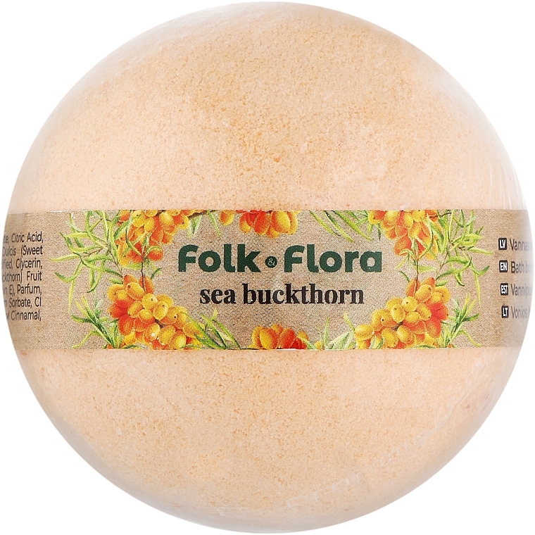 Бомбочка для ванни "Обліпиха" - Folk&Flora Bath Bombs — фото N1