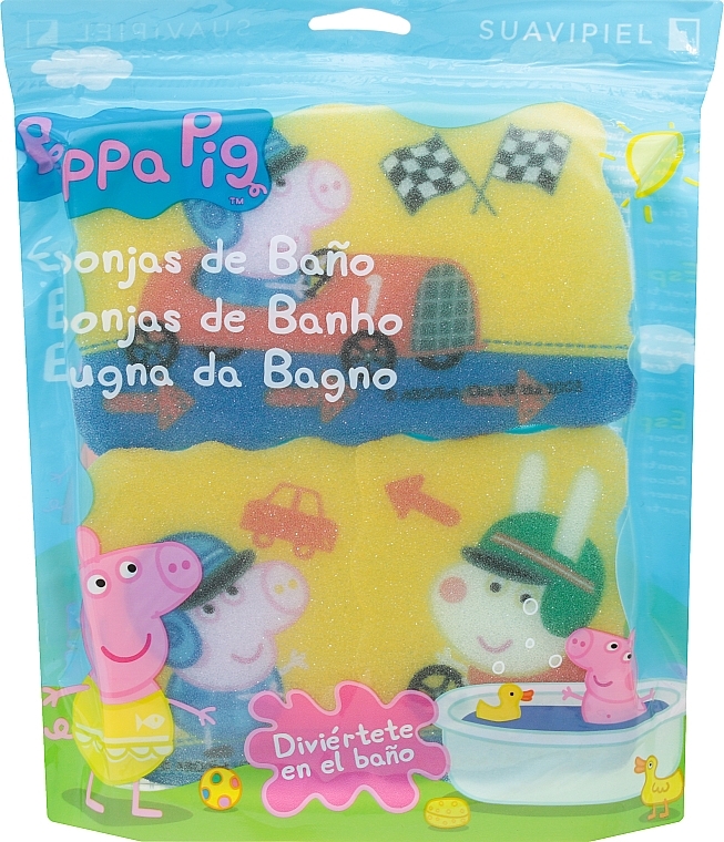 Набір мочалок "Свинка Пеппа" 3 шт., перегони, рожеві - Suavipiel Peppa Pig Bath Sponge — фото N1