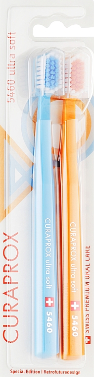 Набір зубних щіток, 5460 Ultra Soft "Retro Edition", Blue-Orange - Curaprox — фото N1