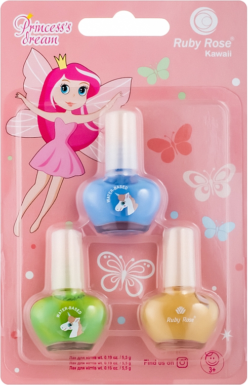 Детский набор лаков для ногтей, HB-K2109 - Ruby Rose Princess's Dream