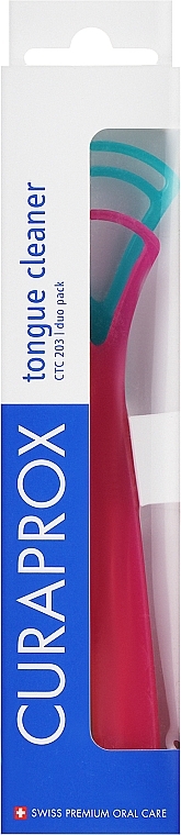 Набор скребков для языка CTC 203, розовый + голубой - Curaprox Tongue Cleaner — фото N1