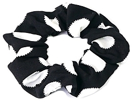 Резинка для волос, черная в крупный белый горох - Lolita Accessories — фото N1