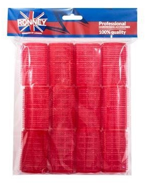 Бигуди на липучке 36/63, красные - Ronney Professional Velcro Roller