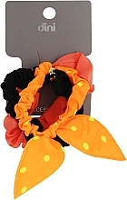 Парфумерія, косметика Резинки для волосся "Метелик", AT-14, чорна+коралова+помаранчева в горошок - Dini Every Day