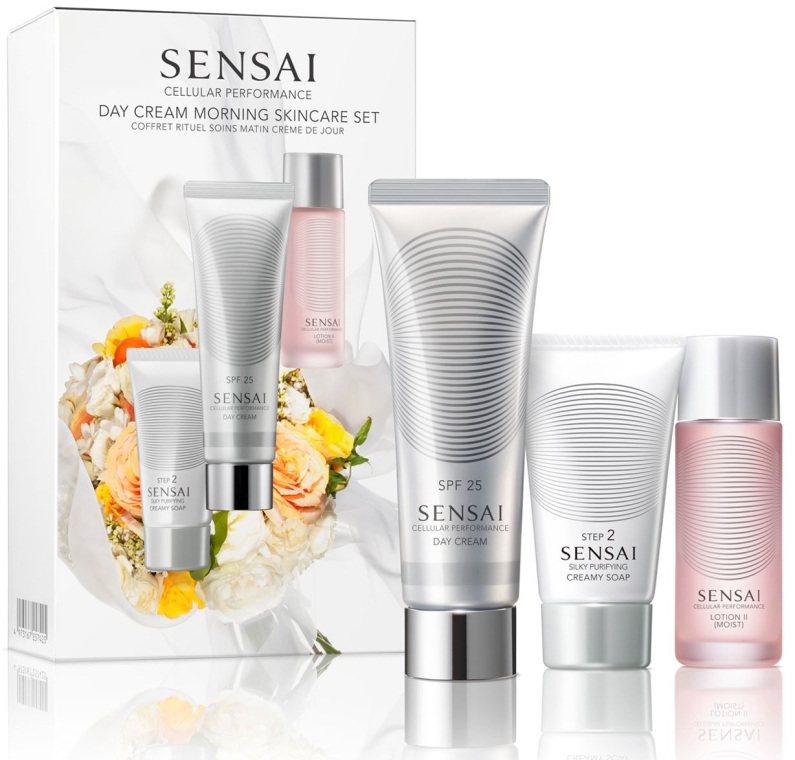 Набір - Kanebo Cellular Performance Day Cream Morning Skincare Set (soap/30ml + lot/20ml + cr/50ml)