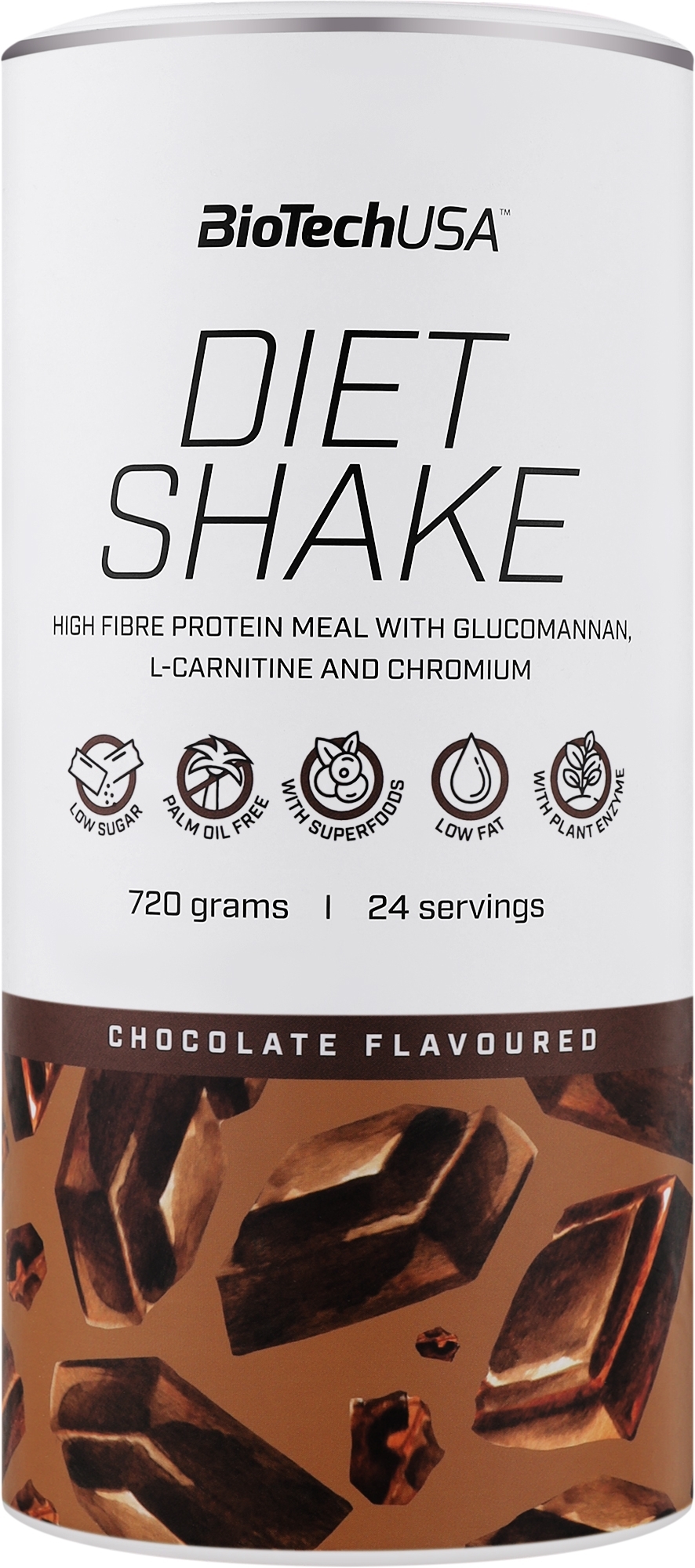 Протеїновий коктейль "Шоколад" - BioTechUSA Diet Shake Chocolate Hight Fiber Protein Meal — фото 720g