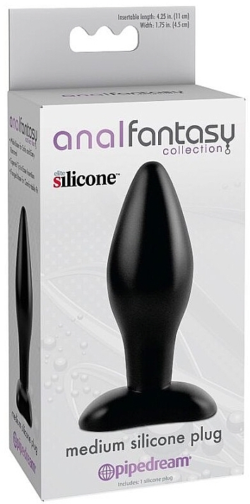 Силиконовая пробка, средняя, черная - PipeDream Anal Fantasy Collection Medium Silicone Plug Black — фото N1