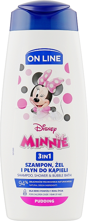 Гель-шампунь и пена для ванны 3в1 с ароматом пудинга - On Line Kids Disney Minnie  — фото N1