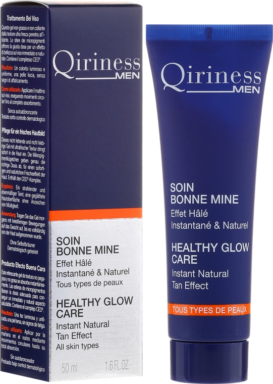 Освежающий гель для лица с тонирующим эффектом - Qiriness Men Healthy Glow Care Instant Natural Tan Effect — фото N1