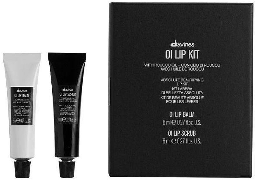 Набор для абсолютной красоты губ - Davines OI Lip Kit (lip/scr/8ml + lip/balm/8ml) — фото N1