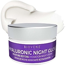 Зволожувальний нічний крем для обличчя - Biovene Hyaluronic Night Glow Moisture Restore Hydration Night Cream — фото N1