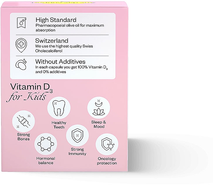 Вітамін Д3 1000 UI, 60 капсул - Perla Helsa Vitamin D3 1000 UI Happy Sunny Kids Dietary Supplement — фото N2