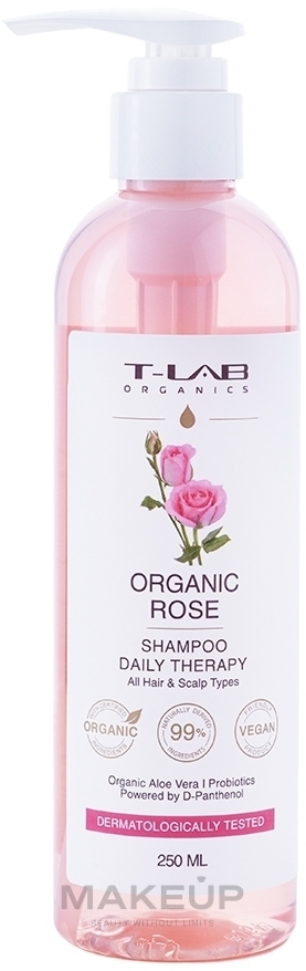 Шампунь для ежедневного ухода за любым типом волос - T-Lab Professional Organics Organic Rose Shampoo — фото 250ml