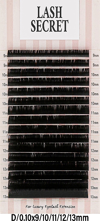 Накладні вії, чорні, 16 ліній (mix, 0,1, D, 9-13) - Lash Secret — фото N1
