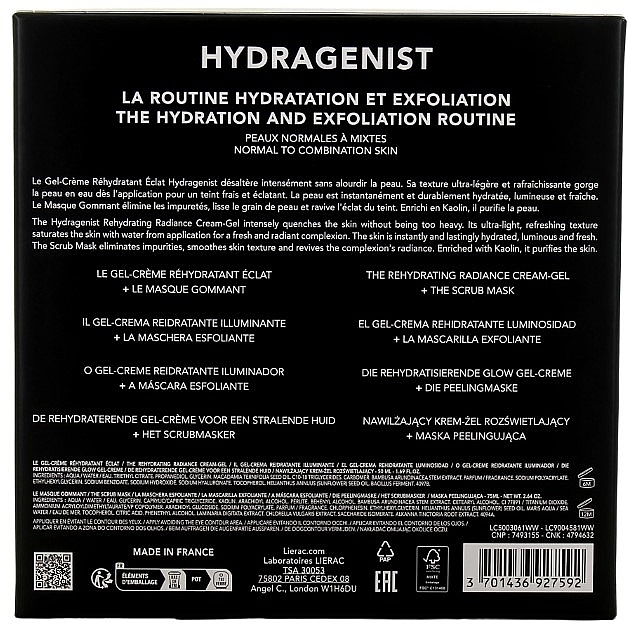 Набор - Lierac Hydragenist (f/gel/cr/50ml + scrub/mask/75ml) — фото N2