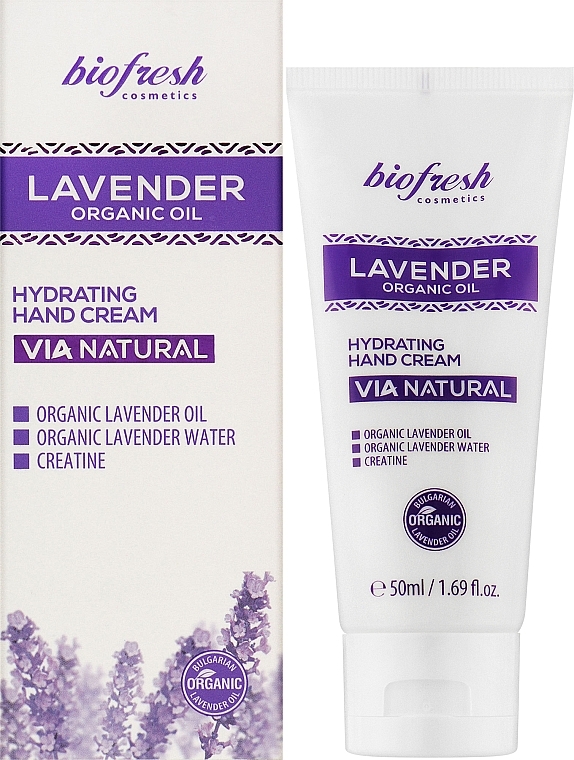 Зволожувальний крем для рук - BioFresh Via Natural Lavender Organic Oil Hydrating Hand Cream — фото N2