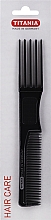 Расческа-вилка 19 см, черная - Titania — фото N1