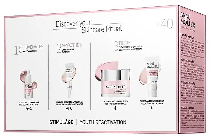 Набор - Anne Moller Stimulage Glowing And Firming Ritual Set (d/cr/50ml + n/cr/15ml + eye/cr/5ml + ser/5ml) — фото N2