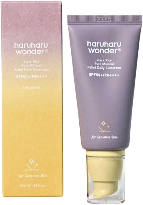 Минеральный солнцезащитный крем для лица - Haruharu Wonder Black Rice Pure Mineral Relief Daily Sunscreen SPF50+/PA++++ — фото N1