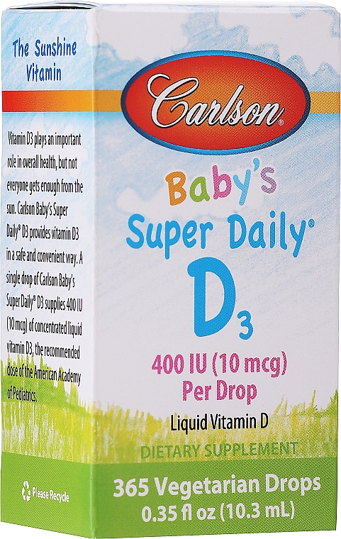 Вітамін D3 - Carlson Labs Baby's Super Daily D3 — фото N2