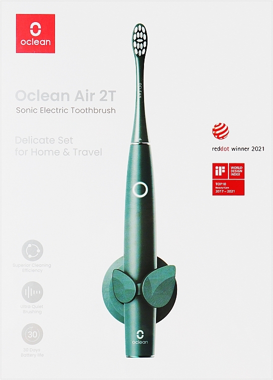 Электрическая зубная щетка Oclean Air 2T Green, футляр, настенное крепление - Oclean Air 2T Electric Toothbrush Green — фото N1