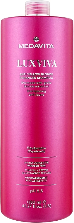 Антижовтий шампунь для волосся - Medavita Luxviva Anti Yellow Blonde Enhancer Shampoo — фото N1