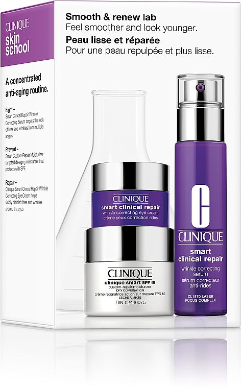 Набір - Clinique Smooth & Renew Lab Set (serum/30ml + f/cr/15ml + eye/cr/5ml) — фото N1