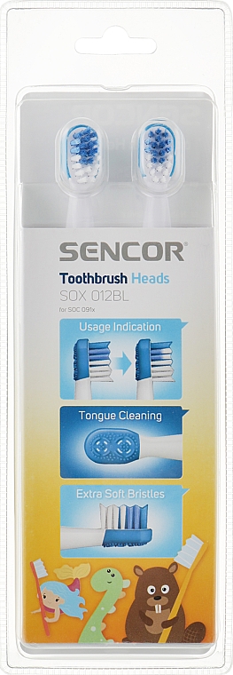 Насадка для детской электрической зубной щетки SOX012BL, 6-12 лет, 2 шт - Sencor — фото N1