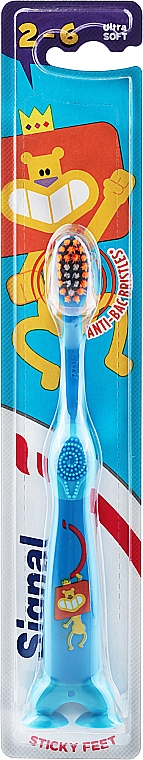 Детская зубная щетка, оранжево-голубая - Signal Kids Sticky Feet Ultra Soft 2-6 Years — фото N1