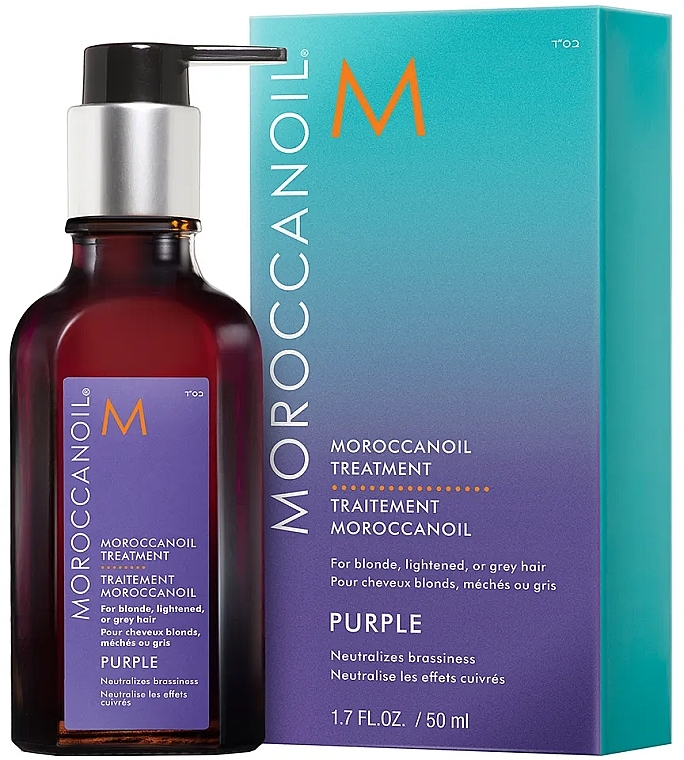 Олія для світлого та освітленого волосся, з дозатором - Moroccanoil Treatment Purple With Pump — фото N2