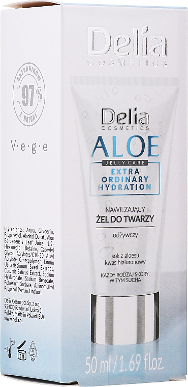 Зволожувальний гель для обличчя з алое - Delia Aloe Jelly Care Extra Ordinary Hydration — фото N2