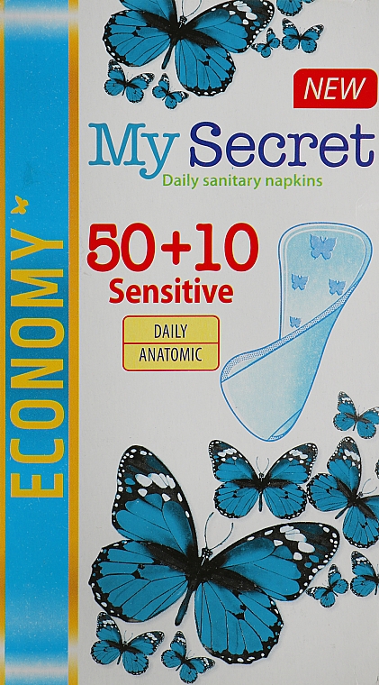 Щоденні гігієнічні прокладки "Sensitive Daily Anatomic", 60 шт - My Secret