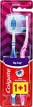 Парфумерія, косметика Зубна щітка "Зигзаг плюс" середня, рожева + синя - Colgate Zig Zag Plus Medium